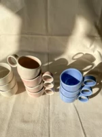 filiżanka do espresso z uchem 60 ml (jasny róż) - obrazek 4