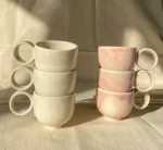 filiżanka do espresso z uchem 60 ml (jasny róż) - obrazek 2