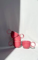 filiżanka do espresso z uchem 60 ml (ciemny róż) - obrazek 2